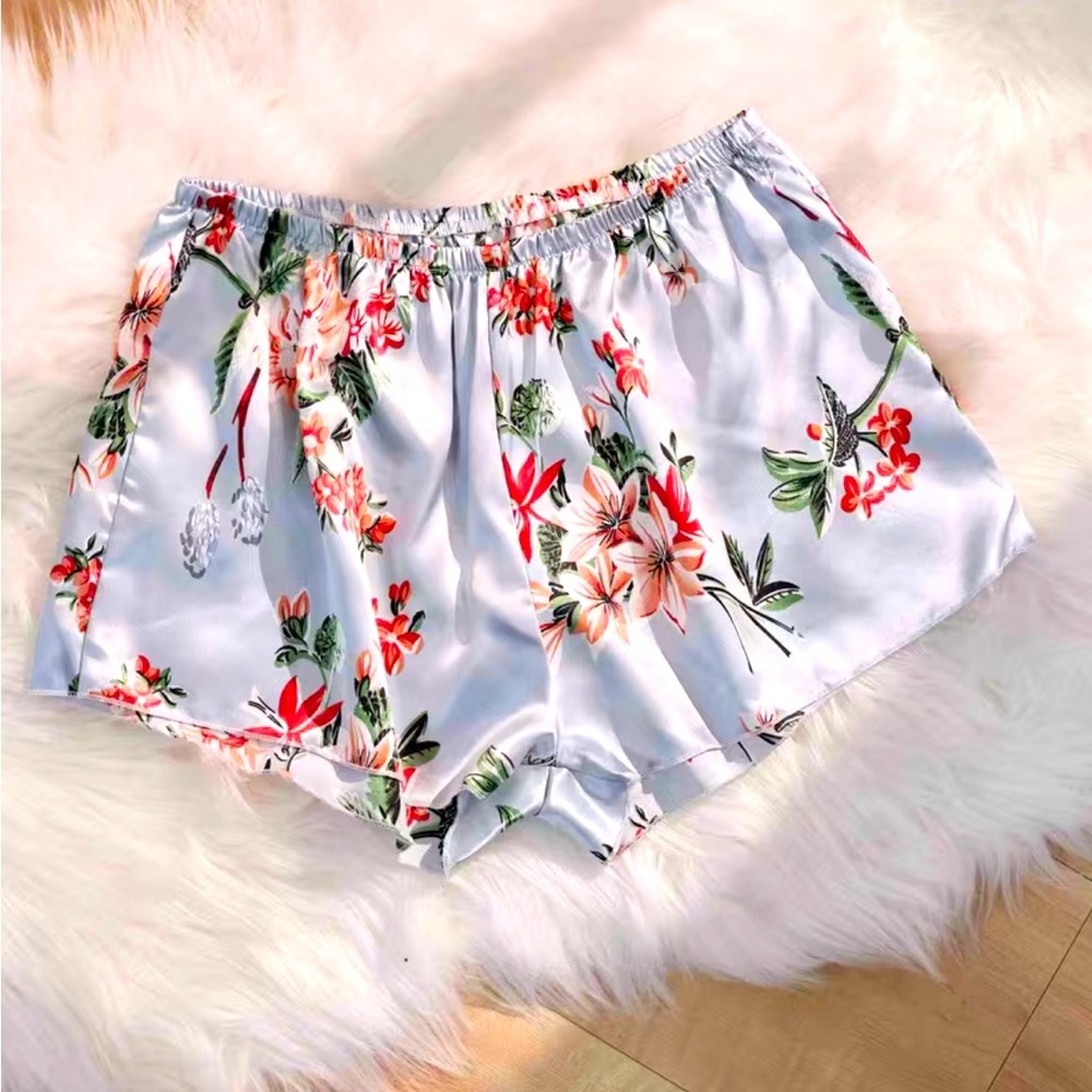 Silk floral sexy short pajamas